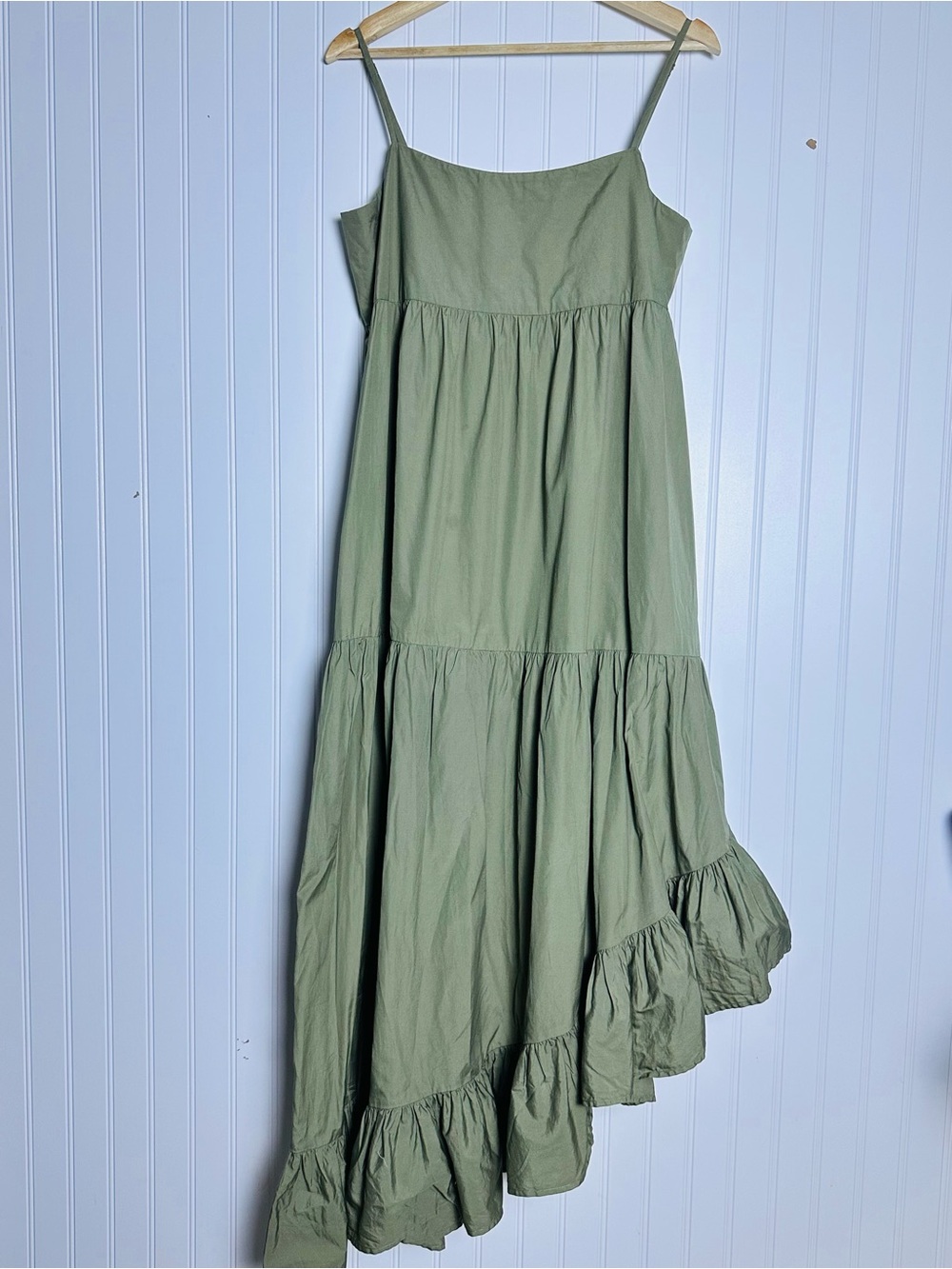FRAME Gemma Maxi Dress in Military M 100% Cotton Asymmetrical Casual Relax Fit - Picture 8 of 14